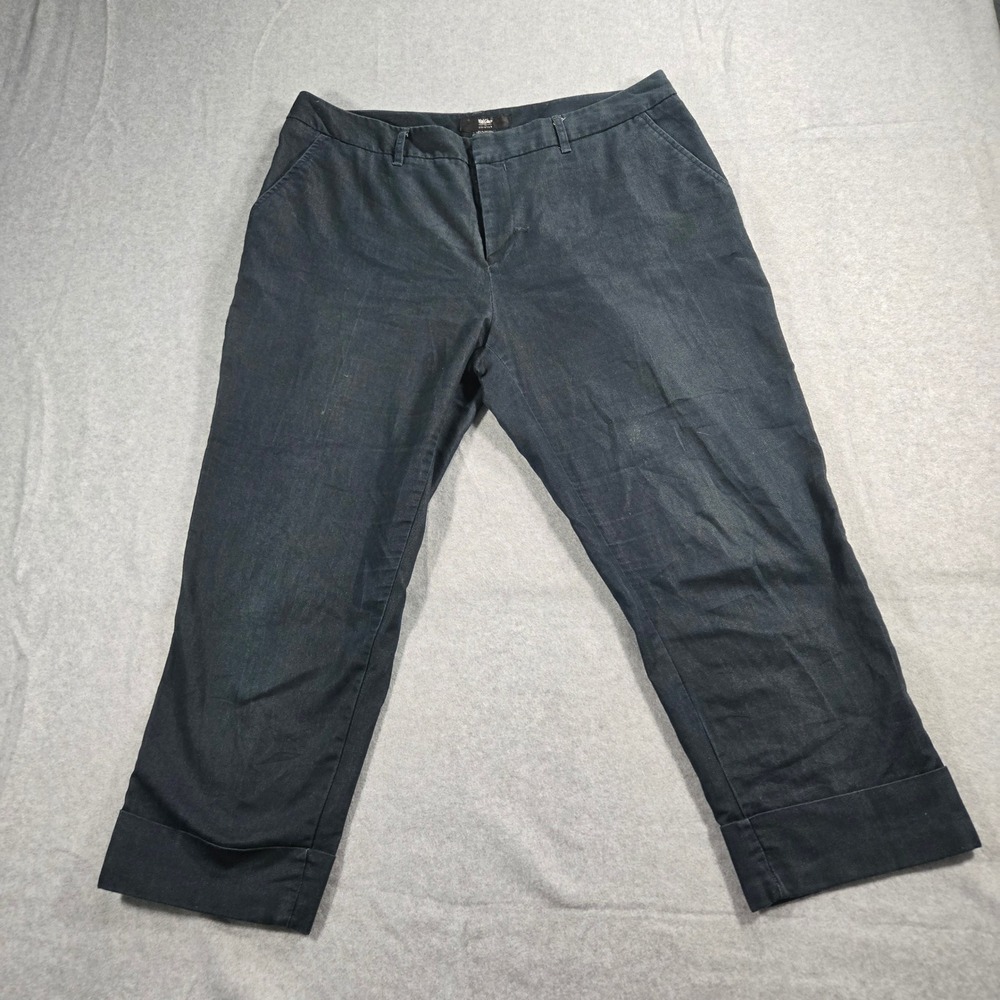 Mossimo Stretch Fit 4 Cropped Pants Navy Blue Cuffed Hem Trousers Mens 36x23